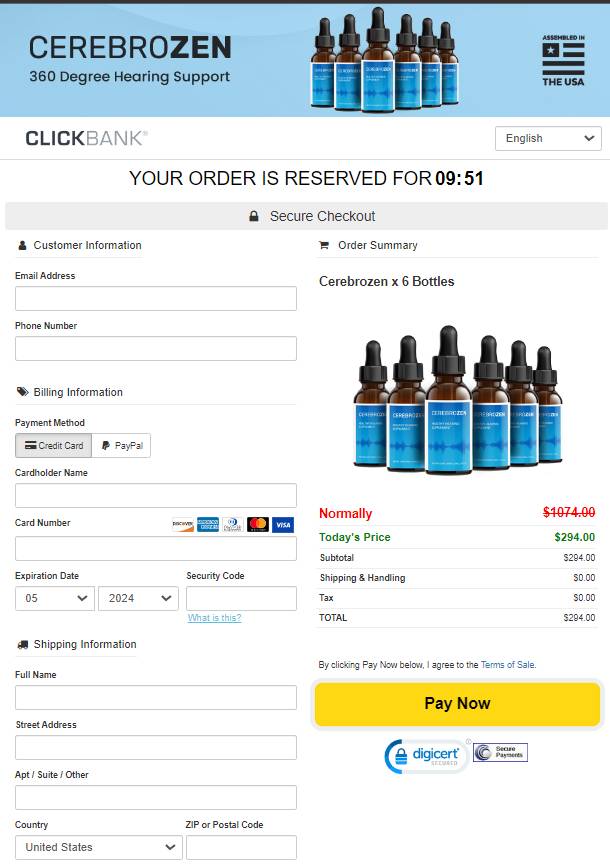 Cerebrozen - secure Order Page